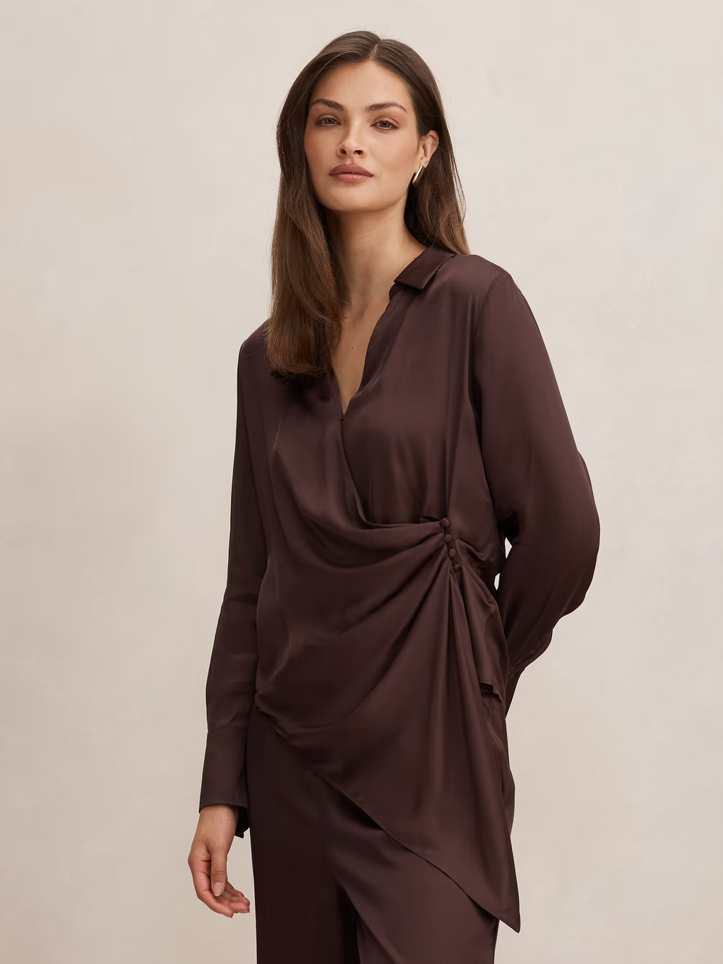 Maude Asymmetrical Drape Shirt
